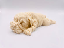 Load image into Gallery viewer, Handmade vegan soaps featuring a detailed shar pei dog design soap. crafted with natural French clays, activated charcoal and essential oils. a eco-friendly, zero waste gift thatās cruelty-free, skin-nourishing, and perfect for dog owner gifts and animal lovers. small business UK