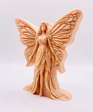 Load image into Gallery viewer, Handmade vegan soaps featuring a large detailed fairy and packed in beautiful eco friendly packaging crafted with natural French clays, activated charcoal and essential oils. a eco-friendly, zero waste gift that’s cruelty-free, skin-nourishing, and perfect for fairy lovers and whimsical themed gifts. small business UK