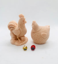 Load image into Gallery viewer, Handmade vegan chicken shaped vegan soaps, set of 2, gift boxed in beautiful eco friendly packaging. crafted with natural French clays, activated charcoal and essential oils. a eco-friendly, zero waste gift that’s cruelty-free, skin-nourishing, and perfect for animal lovers. Small Business UK