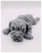 Load image into Gallery viewer, Handmade vegan soaps featuring a detailed shar pei dog design soap. crafted with natural French clays, activated charcoal and essential oils. a eco-friendly, zero waste gift thatās cruelty-free, skin-nourishing, and perfect for dog owner gifts and animal lovers. small business UK
