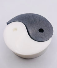 Load image into Gallery viewer, Yin Yang Gift | Spiritual Gift | Wellness | Self Care Gift | Yin & Yang Vegan Soaps - Set of 2 - Gift Boxed. Eco conscious gifts.  Vegan and cruelty free. 
This unique, two part Yin & Yang design soap makes a beautiful addition to any bathroom.  Made with one half charcoal and available in your choice of essential oil.