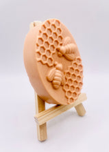 Load image into Gallery viewer, Handmade vegan soaps featuring two bees on honeycomb wrapped in beautiful eco friendly packaging crafted with natural French clays, activated charcoal and essential oils. a eco-friendly, zero waste gift that’s cruelty-free, skin-nourishing, and perfect gift for bee lovers and animal themed gifts. small business UK