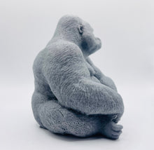 Load image into Gallery viewer, Handmade vegan soaps featuring a huge detailed gorilla soap gift boxed in beautiful eco friendly packaging crafted with natural French clays, activated charcoal and essential oils. a eco-friendly, zero waste gift that’s cruelty-free, skin-nourishing, and perfect for gorilla lovers, gifts for him and animal themed gifts. small business UK