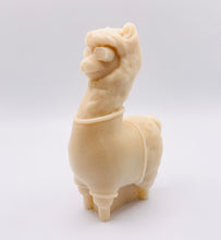 Load image into Gallery viewer, Handmade vegan soaps featuring a llama or alpaca wearing a jumper and sunglasses wrapped in beautiful eco friendly packaging crafted with natural French clays, activated charcoal and essential oils. a eco-friendly, zero waste gift that’s cruelty-free, skin-nourishing, and perfect for alpaca or llama gifts and animal themed gifts. small business UK