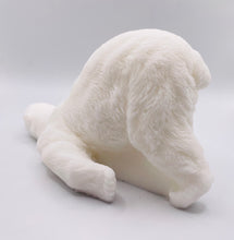 Load image into Gallery viewer, Handmade vegan soaps featuring a huge lazy polar bear with his bum up in the air. gift boxed in beautiful eco friendly packaging. crafted with natural French clays, activated charcoal and essential oils. a eco-friendly, zero waste gift that’s cruelty-free, skin-nourishing, the perfect gift for polar bear lovers, Christmas gifts or for animal lover gifts. small business UK