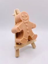 Load image into Gallery viewer, Handmade vegan gingerbread man shaped vegan soaps. crafted with natural French clays, activated charcoal and essential oils. a eco-friendly, zero waste gift that’s cruelty-free, skin-nourishing, and perfect for christmas lovers and stocking fillers. Small business UK