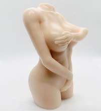 Load image into Gallery viewer, Handmade vegan soaps featuring an athletic female sculpture, packaged in beautiful eco friendly packaging. crafted with natural French clays, activated charcoal and essential oils. a eco-friendly, zero waste gift that’s cruelty-free, skin-nourishing, the perfect gift for valentines or pride gifts. small business UK