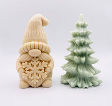 Load image into Gallery viewer, Handmade vegan snowdrop gnome and Christmas tree shaped vegan soaps gift boxed. crafted with natural French clays, activated charcoal and essential oils. a eco-friendly, zero waste gift that’s cruelty-free, skin-nourishing, and perfect for gifting. small business UK