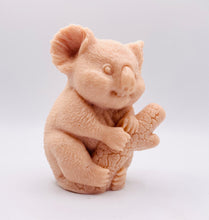 Load image into Gallery viewer, Handmade vegan soaps featuring a chunky koala bear climbing a tree packaged in beautiful eco friendly packaging crafted with natural French clays, activated charcoal and essential oils. a eco-friendly, zero waste gift that’s cruelty-free, skin-nourishing, and perfect for koala bear lovers and animal themed gifts. small business UK
