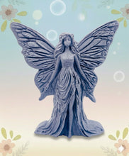 Load image into Gallery viewer, Handmade vegan soaps featuring a large detailed fairy and packed in beautiful eco friendly packaging crafted with natural French clays, activated charcoal and essential oils. a eco-friendly, zero waste gift that’s cruelty-free, skin-nourishing, and perfect for fairy lovers and whimsical themed gifts. small business UK