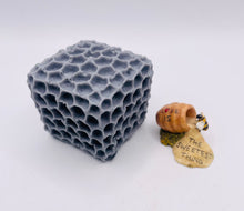Load image into Gallery viewer, Handmade vegan soaps featuring a gorgeous honeycomb chunky design soap. crafted with natural French clays, activated charcoal and essential oils. a eco-friendly, zero waste gift that’s cruelty-free, skin-nourishing, and perfect for bee lovers and gifting. UK Small Business