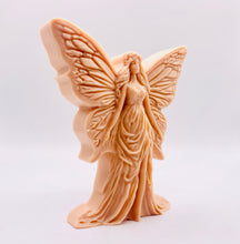 Load image into Gallery viewer, Handmade vegan soaps featuring a large detailed fairy and packed in beautiful eco friendly packaging crafted with natural French clays, activated charcoal and essential oils. a eco-friendly, zero waste gift that’s cruelty-free, skin-nourishing, and perfect for fairy lovers and whimsical themed gifts. small business UK