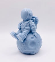 Load image into Gallery viewer, Space Gift | Astronaut Gift | NASA Gift | Astronomy| Astronaut & Moon Vegan Soap Experience out-of-this-world cleanliness with this astronaut casually sitting on the moon! Available in your choice of colour and essential oil. Eco conscious gift. Vegan and cruelty free. All soaps are made with natural clays and essential oils to gently cleanse and nourish your skin. eco-friendly packaging. zero waste gifts. modern gift ideas. handmade home style. eco conscious home. green living.