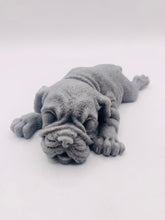 Load image into Gallery viewer, Handmade vegan soaps featuring a detailed shar pei dog design soap. crafted with natural French clays, activated charcoal and essential oils. a eco-friendly, zero waste gift thatās cruelty-free, skin-nourishing, and perfect for dog owner gifts and animal lovers. small business UK