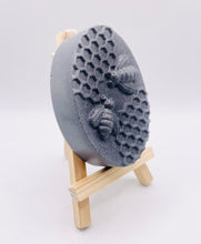 Load image into Gallery viewer, Handmade vegan soaps featuring two bees on honeycomb wrapped in beautiful eco friendly packaging crafted with natural French clays, activated charcoal and essential oils. a eco-friendly, zero waste gift that’s cruelty-free, skin-nourishing, and perfect gift for bee lovers and animal themed gifts. small business UK