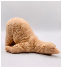 Load image into Gallery viewer, Handmade vegan soaps featuring a huge lazy polar bear with his bum up in the air. gift boxed in beautiful eco friendly packaging. crafted with natural French clays, activated charcoal and essential oils. a eco-friendly, zero waste gift that’s cruelty-free, skin-nourishing, the perfect gift for polar bear lovers, Christmas gifts or for animal lover gifts. small business UK