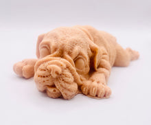 Load image into Gallery viewer, Handmade vegan soaps featuring a detailed shar pei dog design soap. crafted with natural French clays, activated charcoal and essential oils. a eco-friendly, zero waste gift thatās cruelty-free, skin-nourishing, and perfect for dog owner gifts and animal lovers. small business UK