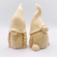 Load image into Gallery viewer, Handmade vegan soaps featuring a mr and mrs gnome set. gift boxed in beautiful eco friendly packaging. crafted with natural French clays, activated charcoal and essential oils. a eco-friendly, zero waste gift that’s cruelty-free, skin-nourishing, and perfect for gnome lovers or new home gifts. Small business UK