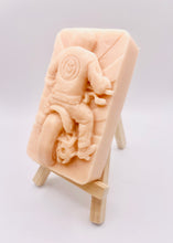 Load image into Gallery viewer, Handmade vegan soaps featuring a biker riding their motorcycle in to the sunset wearing a biker jacket. crafted with natural French clays, activated charcoal and essential oils. a eco-friendly, zero waste gift that’s cruelty-free, skin-nourishing, and perfect for motorbike lovers and gifts for him. Small business UK