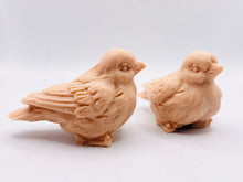 Load image into Gallery viewer, Handmade vegan soaps featuring a set of two love birds . gift boxed in beautiful eco friendly packaging. crafted with natural French clays, activated charcoal and essential oils. a eco-friendly, zero waste gift that’s cruelty-free, skin-nourishing, the perfect gift for bird lovers and animal lovers. UK Small Business