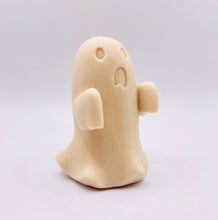 Load image into Gallery viewer, Handmade vegan soaps shaped as a cute ghost. crafted with natural French clays, activated charcoal and essential oils. a eco-friendly, zero waste gift that’s cruelty-free, skin-nourishing, and perfect for Halloween and gifting. Small Business UK