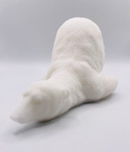 Load image into Gallery viewer, Handmade vegan soaps featuring a huge lazy polar bear with his bum up in the air. gift boxed in beautiful eco friendly packaging. crafted with natural French clays, activated charcoal and essential oils. a eco-friendly, zero waste gift that’s cruelty-free, skin-nourishing, the perfect gift for polar bear lovers, Christmas gifts or for animal lover gifts. small business UK