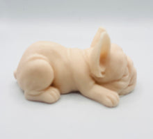 Load image into Gallery viewer, Handmade vegan soaps featuring a french bulldog dog with a cute heart on his bum wrapped in beautiful eco friendly packaging crafted with natural French clays, activated charcoal and essential oils. a eco-friendly, zero waste gift that’s cruelty-free, skin-nourishing, and perfect gift for frenchie owners, dog lovers and animal themed gifts. small business UK