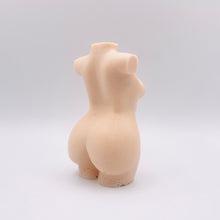 Load image into Gallery viewer, A handmade vegan soap in the shape of a curvaceous female goddess torso, featuring a detailed sculptural design, perfect for aesthetic farmhouse decor or a body-positive gift.
