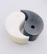 Load image into Gallery viewer, Yin Yang Gift | Spiritual Gift | Wellness | Self Care Gift | Yin & Yang Vegan Soaps - Set of 2 - Gift Boxed. Eco conscious gifts.  Vegan and cruelty free. 
This unique, two part Yin & Yang design soap makes a beautiful addition to any bathroom.  Made with one half charcoal and available in your choice of essential oil.