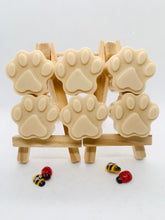 Load image into Gallery viewer, Handmade vegan soaps shaped with paw prints. set of 6, beautifully gift boxed in eco friendly packaging. crafted with natural French clays, activated charcoal and essential oils. a eco-friendly, zero waste gift that’s cruelty-free, skin-nourishing, and perfect for animal lovers and gifting. Small Business UK
