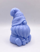 Load image into Gallery viewer, Handmade vegan gnome soap crafted in the UK, with little clouds on his hat, made with French clay in customizable colours and scented with essential oils; a zero-waste, eco-conscious gift with sustainable packaging.
