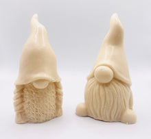 Load image into Gallery viewer, Handmade vegan soaps featuring a mr and mrs gnome set. gift boxed in beautiful eco friendly packaging. crafted with natural French clays, activated charcoal and essential oils. a eco-friendly, zero waste gift that’s cruelty-free, skin-nourishing, and perfect for gnome lovers or new home gifts. Small business UK