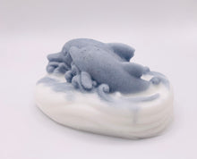 Load image into Gallery viewer, Dolphin Gift | unique dolphin Gift | Unique gift | dolphin Gift idea | Birthday gift, Christmas gift, Stocking filler, Secret Santa gift, Teacher gift, Thank you gift, Swimming Dolphins Vegan Soap Dive into a world of luxury with these playful dolphins, leaving you feeling refreshed and revitalised with every wash. Made with natural ingredients and gentle on the skin, our swimming dolphins soap is the perfect gift for anyone who loves the sea!  eco conscious gift eco friendly gift