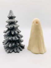 Load image into Gallery viewer, Handmade vegan soaps featuring a ghost and christmas tree gift boxed in beautiful eco friendly packaging crafted with natural French clays, activated charcoal and essential oils. a eco-friendly, zero waste gift that’s cruelty-free, skin-nourishing, and perfect for creepmas gifts and horror gifts. small business UK