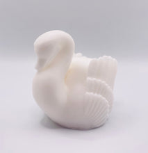 Load image into Gallery viewer, Handmade vegan soaps featuring a graceful swan and packed in beautiful eco friendly packaging crafted with natural French clays, activated charcoal and essential oils. a eco-friendly, zero waste gift that’s cruelty-free, skin-nourishing, and perfect for swan lovers, wedding favours and animal themed gifts. small business UK