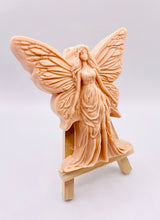 Load image into Gallery viewer, Handmade vegan soaps featuring a large detailed fairy and packed in beautiful eco friendly packaging crafted with natural French clays, activated charcoal and essential oils. a eco-friendly, zero waste gift that’s cruelty-free, skin-nourishing, and perfect for fairy lovers and whimsical themed gifts. small business UK
