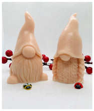 Load image into Gallery viewer, Handmade vegan soaps featuring a mr and mrs gnome set. gift boxed in beautiful eco friendly packaging. crafted with natural French clays, activated charcoal and essential oils. a eco-friendly, zero waste gift that’s cruelty-free, skin-nourishing, and perfect for gnome lovers or new home gifts. Small business UK