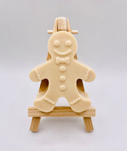 Load image into Gallery viewer, Handmade vegan gingerbread man shaped vegan soaps. crafted with natural French clays, activated charcoal and essential oils. a eco-friendly, zero waste gift that’s cruelty-free, skin-nourishing, and perfect for christmas lovers and stocking fillers. Small business UK