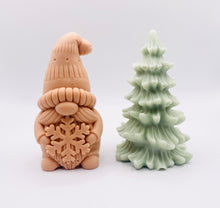 Load image into Gallery viewer, Handmade vegan snowdrop gnome and Christmas tree shaped vegan soaps gift boxed. crafted with natural French clays, activated charcoal and essential oils. a eco-friendly, zero waste gift that’s cruelty-free, skin-nourishing, and perfect for gifting. small business UK