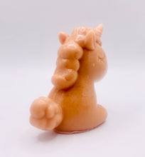 Load image into Gallery viewer, Handmade vegan soaps featuring a cute happy unicorn wrapped in beautiful eco friendly packaging. crafted with natural French clays, activated charcoal and essential oils. a eco-friendly, zero waste gift that’s cruelty-free, skin-nourishing, the perfect gift for unicorn lovers, or for animal lover gifts. small business UK