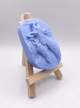Load image into Gallery viewer, Handmade vegan soaps featuring two nuzzling giraffes in beautiful eco friendly packaging. crafted with natural French clays, activated charcoal and essential oils. a eco-friendly, zero waste gift that’s cruelty-free, skin-nourishing, the perfect gift for giraffe lovers, or for animal lover gifts. small business UK