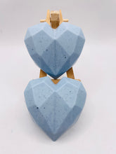 Load image into Gallery viewer, Handmade vegan soaps featuring a set of two geometric hearts gift boxed in beautiful eco friendly packaging crafted with natural French clays, activated charcoal and essential oils. a eco-friendly, zero waste gift that’s cruelty-free, skin-nourishing, and perfect for valentines day and romantic themed gifts. small business UK