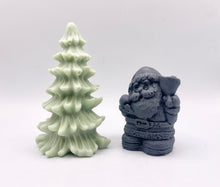 Load image into Gallery viewer, Handmade vegan Father Christmas and Christmas tree shaped vegan soaps gift boxed in beautiful eco friendly packaging. crafted with natural French clays, activated charcoal and essential oils. a eco-friendly, zero waste gift that’s cruelty-free, skin-nourishing, and perfect for animal lovers. Small business UK.