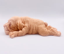 Load image into Gallery viewer, Handmade vegan soaps featuring a detailed shar pei dog design soap. crafted with natural French clays, activated charcoal and essential oils. a eco-friendly, zero waste gift thatās cruelty-free, skin-nourishing, and perfect for dog owner gifts and animal lovers. small business UK