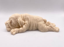 Load image into Gallery viewer, Handmade vegan soaps featuring a detailed shar pei dog design soap. crafted with natural French clays, activated charcoal and essential oils. a eco-friendly, zero waste gift thatās cruelty-free, skin-nourishing, and perfect for dog owner gifts and animal lovers. small business UK