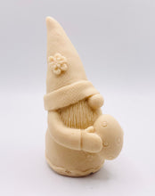 Load image into Gallery viewer, Handmade vegan soaps featuring a gorgeous gnome holding his easter egg packaged in beautiful eco friendly packaging. crafted with natural French clays, activated charcoal and essential oils. a eco-friendly, zero waste gift that’s cruelty-free, skin-nourishing, the perfect gift for any easter hamper or gnome lover. UK Small Business