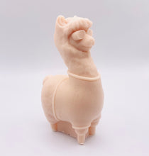 Load image into Gallery viewer, Handmade vegan soaps featuring a llama or alpaca wearing a jumper and sunglasses wrapped in beautiful eco friendly packaging crafted with natural French clays, activated charcoal and essential oils. a eco-friendly, zero waste gift that’s cruelty-free, skin-nourishing, and perfect for alpaca or llama gifts and animal themed gifts. small business UK