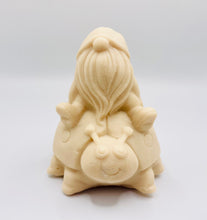 Load image into Gallery viewer, Handmade vegan soaps featuring a detailed ladybug with a gnome catching a ride on his back soap. crafted with natural French clays, activated charcoal and essential oils. a eco-friendly, zero waste gift that’s cruelty-free, skin-nourishing, and perfect for turtle lovers and gnome lover gifts. small business UK