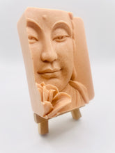 Load image into Gallery viewer, Handmade vegan soaps featuring a beautiful buddha and lotus flower and wrapped in beautiful eco friendly packaging crafted with natural French clays, activated charcoal and essential oils. a eco-friendly, zero waste gift that’s cruelty-free, skin-nourishing, and perfect gift for buddha lovers. small business UK