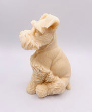 Load image into Gallery viewer, Handmade vegan soaps featuring a large schnauzer dog, in beautiful eco friendly packaging. crafted with natural French clays, activated charcoal and essential oils. a eco-friendly, zero waste gift that’s cruelty-free, skin-nourishing, the perfect gift for dog lovers and animal lovers. small business UK